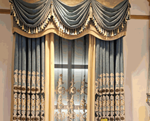 紅藍(lán)青窗簾布藝