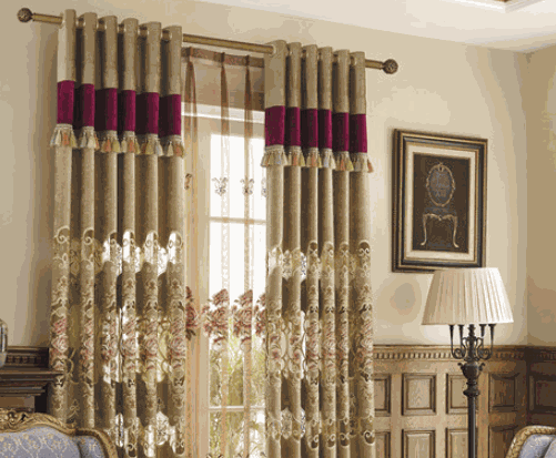 紅藍(lán)青窗簾布藝